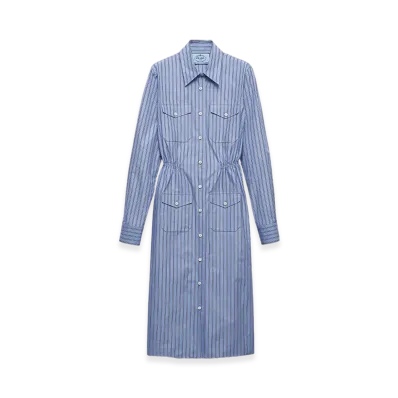 PRADA Women's Striped Chambray Dress "Navy"