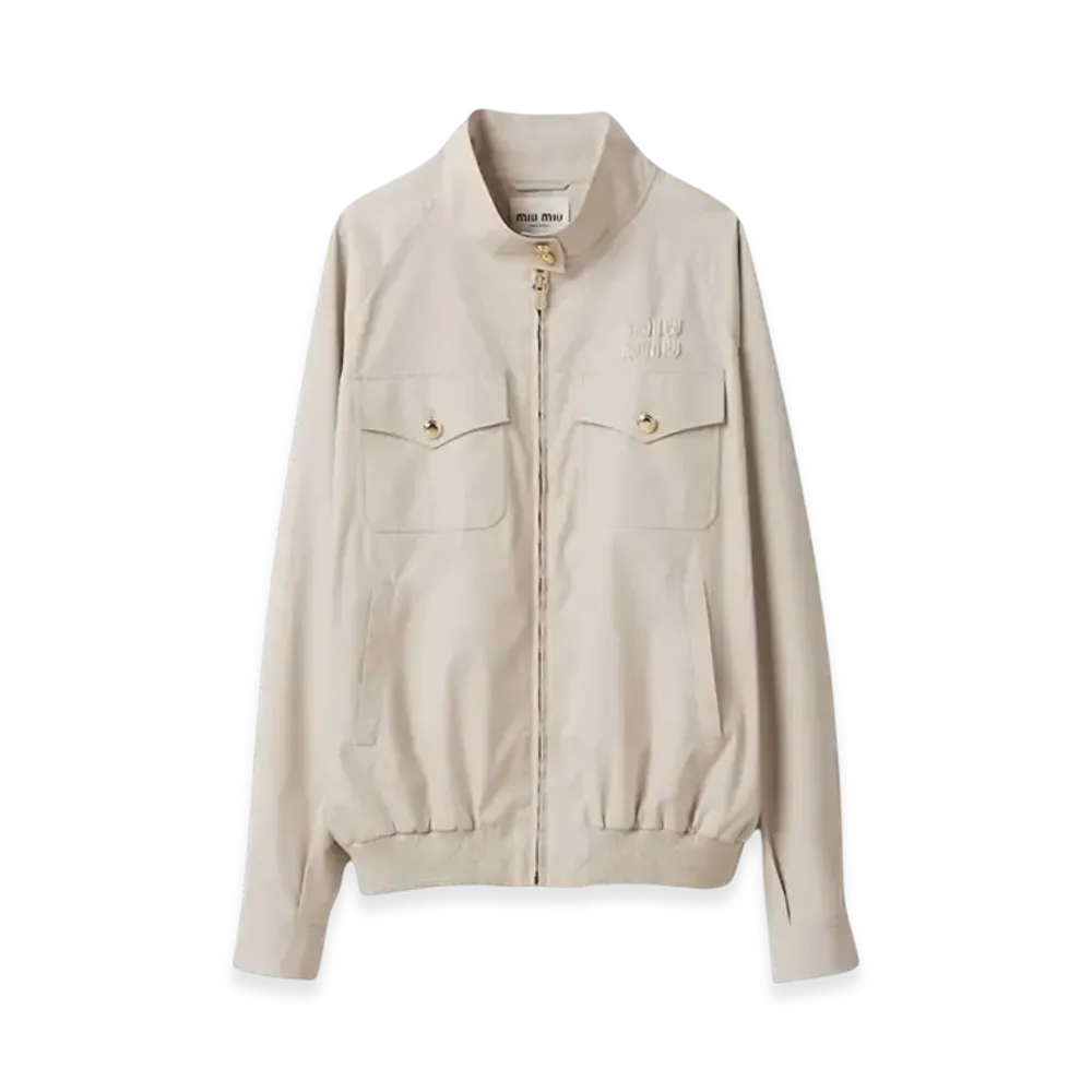 MIU MIU Women's Panama Cotton Blouson Jacket "Limestone"
