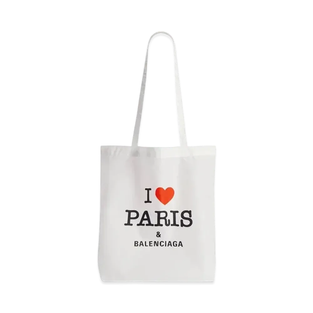 BALENCIAGA Souvenir Medium Shopping Tote Bag in Nylon "White/Black/Red"