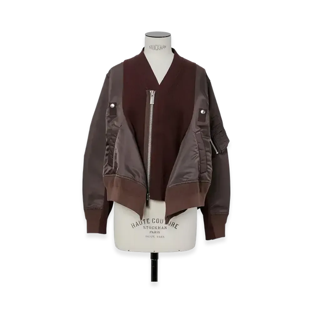 sacai Nylon Twill x Knit Cardigan "Brown"