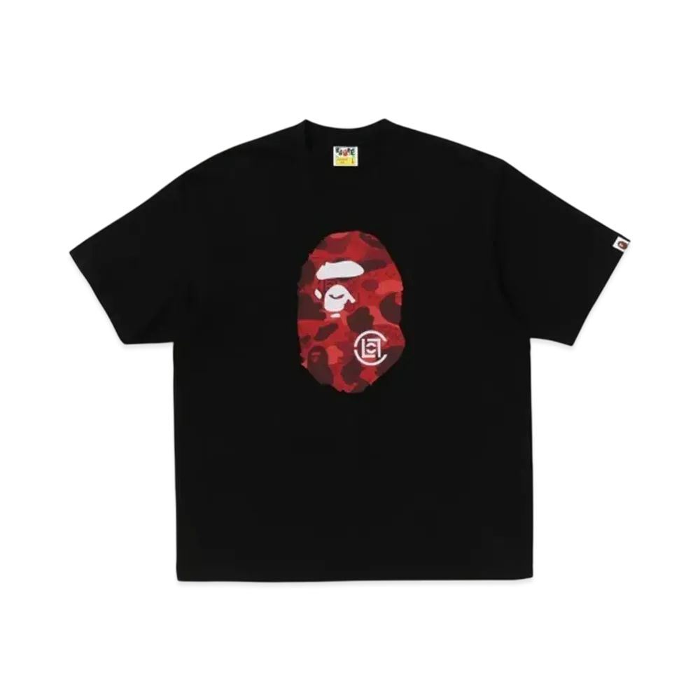 A BATHING APE x CLOT Camo Big Ape Head Relaxed Fit Tee "Black"