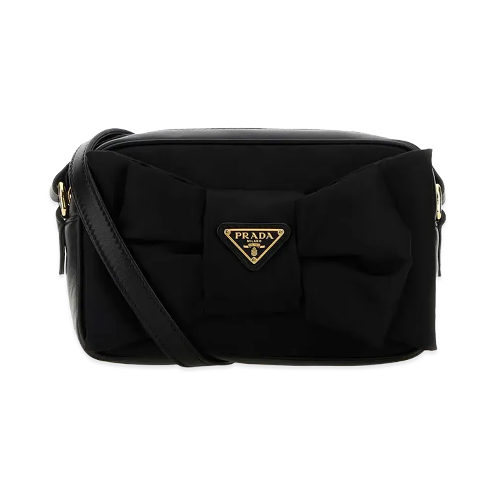 PRADA Women's Re-Nylon And Nappa Leather Mini Crossbody Bag "Black"