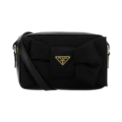 PRADA Women's Re-Nylon And Nappa Leather Mini Crossbody Bag "Black"
