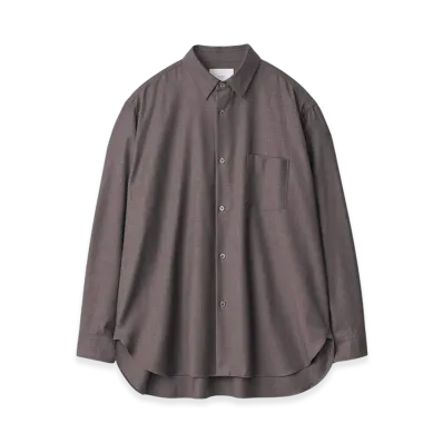 ssstein Extra Fine Wool Regular Collar Shirt "Brown Grey"
