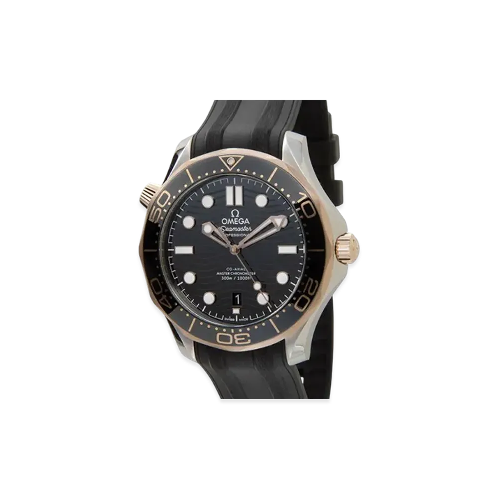 OMEGA Seamaster Diver 300M Co-Axial Rubber Strap "Sedna Gold/Stainless Steel/Black"