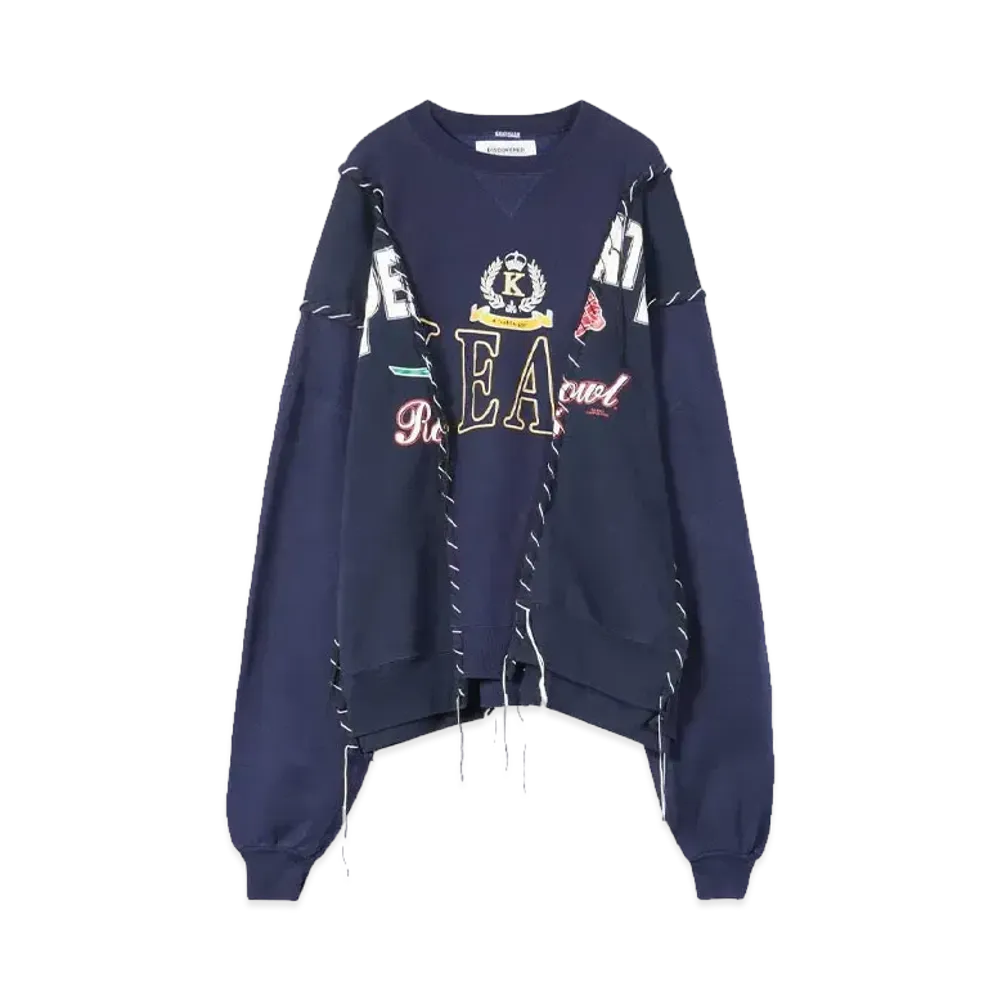 DISCOVERED HYPE DROP EXCLUSIVE LOOPING WIDE COLLEGE SWEAT "BLACK EX04"