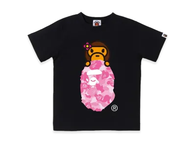 A BATHING APE Kids ABC Lisa Camo Lisa On Ape Head Tee "Black/Pink"