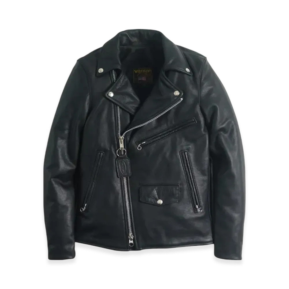 VANSON C2R Double Riders Soft Cow Leather Skinnier Fit Silver Zip "Black"