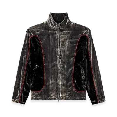 Diesel J-Hay Track Jacket In Treated Velvet "Black"