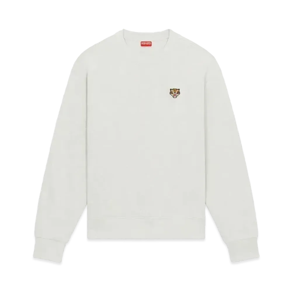 KENZO 'LUCKY TIGER CREST' Embroidered Classic Sweat "Pale Grey"