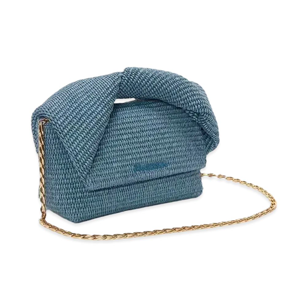 JW ANDERSON Large Twister Raffia Top-Handle Bag "Powder Blue"