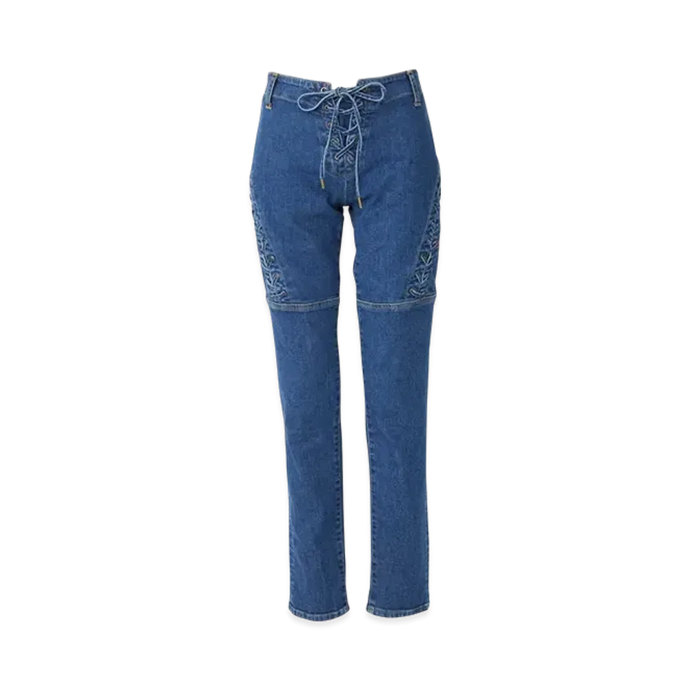 HYSTERIC GLAMOUR Lace Up Denim Stretch Pants "Light Indigo Blue"