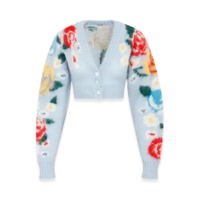 MIU MIU Women's Mohair Wool Intarsia Cardigan "Astro"