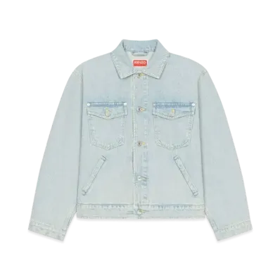 KENZO Women's 'BOKE FLOWER' EMBROIDERY DENIM TRACKER JACKET "Sky Blue"