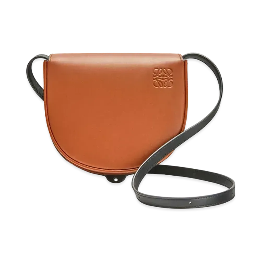 LOEWE Heel Duo Bag In Soft Natural Calfskin "Dark Tan / Black"