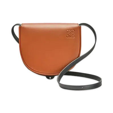 LOEWE Heel Duo Bag In Soft Natural Calfskin "Dark Tan / Black"
