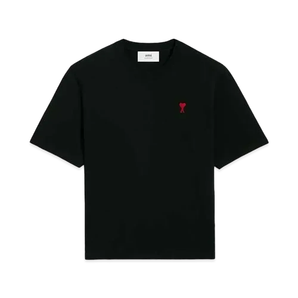 AMI PARIS Organic Cotton Heavy Jersey AMI DE COEUR Boxy Fit T-shirt "Black"