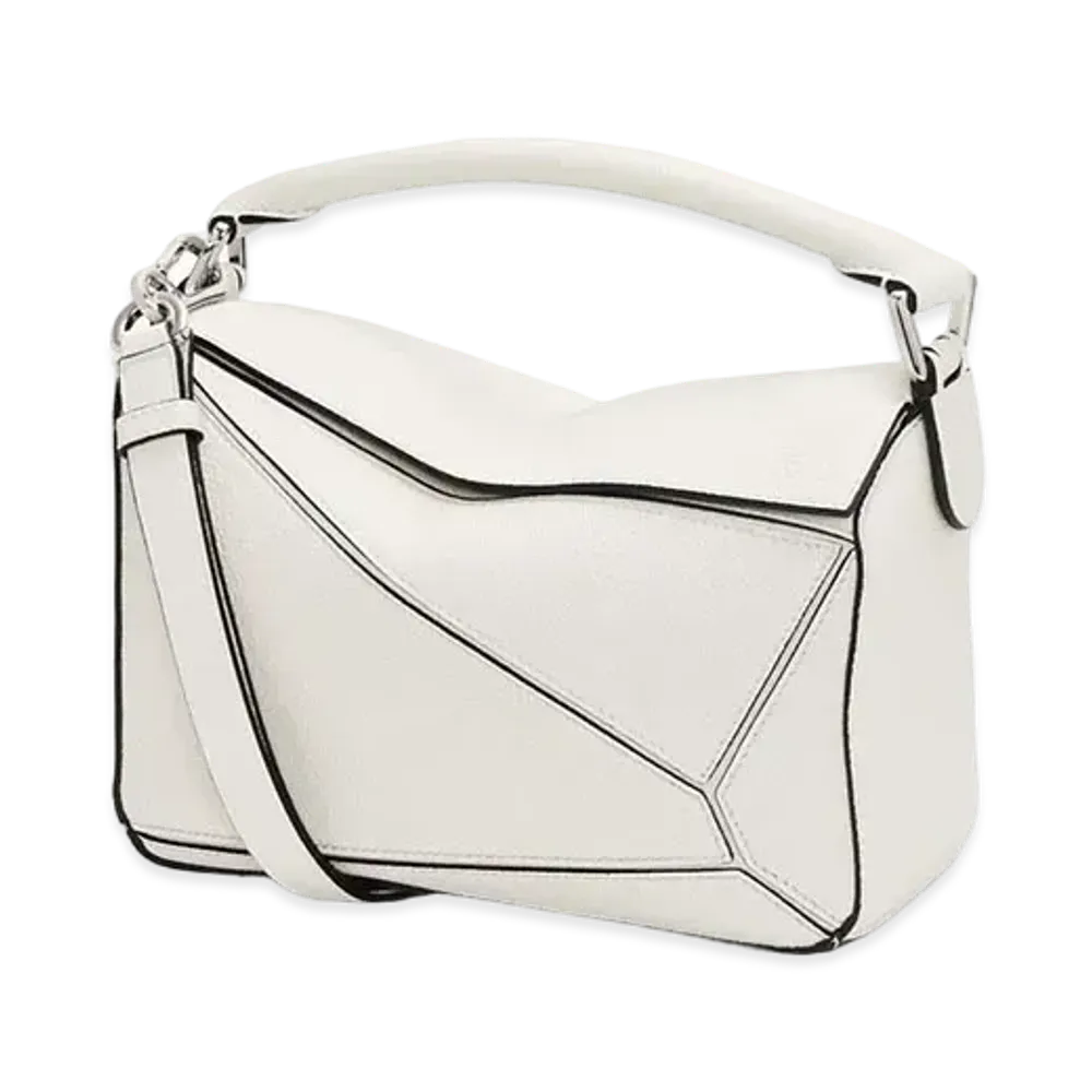LOEWE Small Puzzle Bag In Soft Grained Calfskin "Soft White"