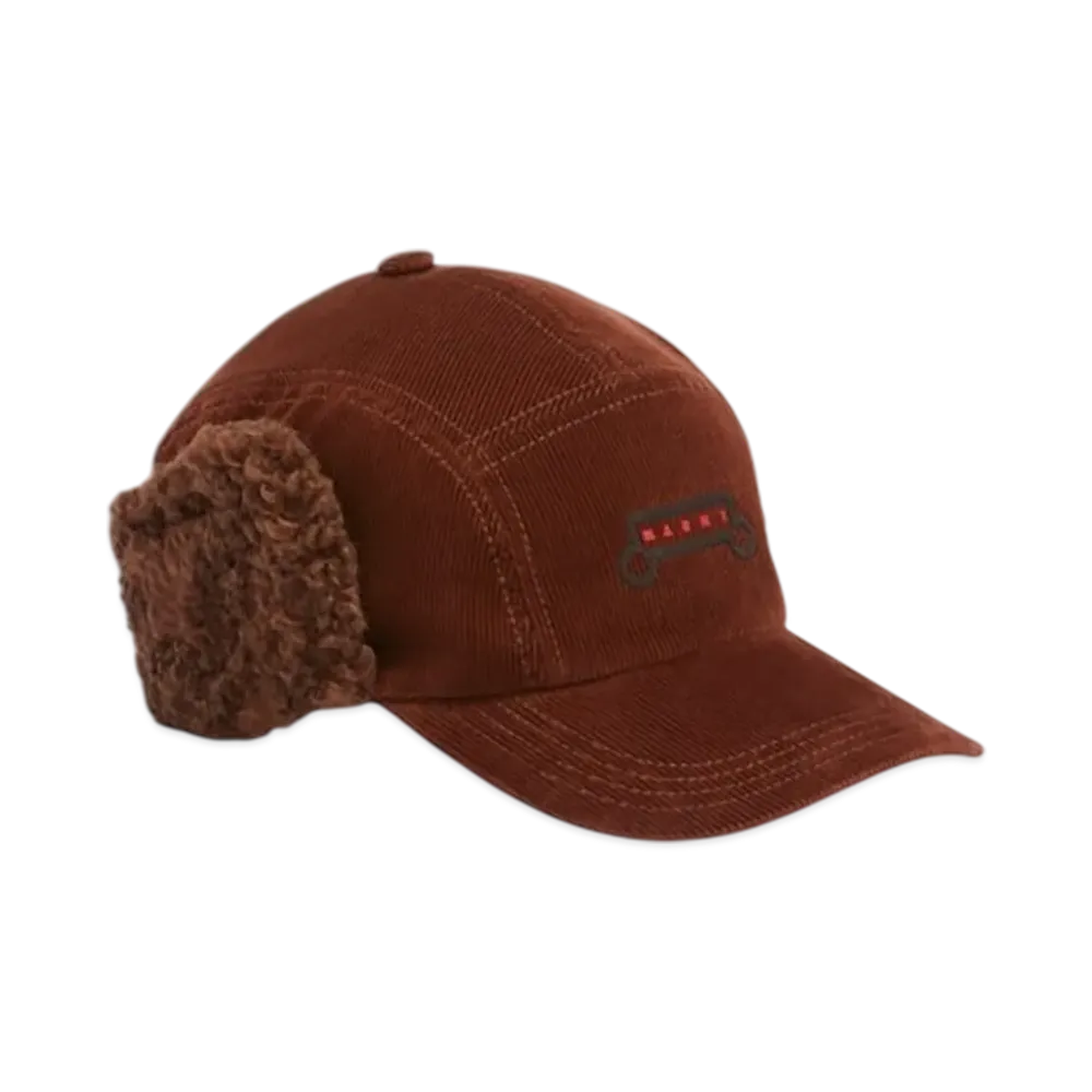 MARNI Corduroy Aviator Baseball Cap "Brown"