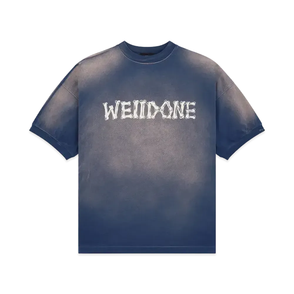 WE11DONE Bleached T-shirt "Navy"