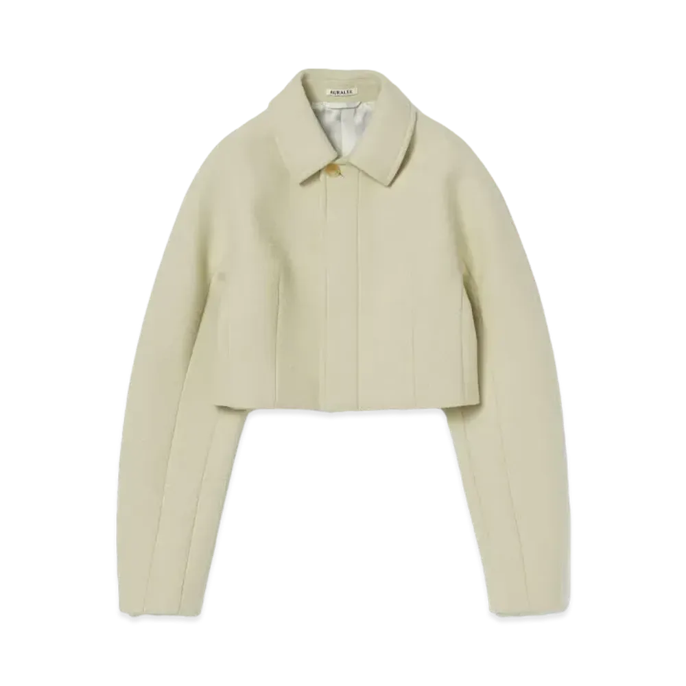 AURALEE Sponge Wool Melton Short Blouson "Light Lime"