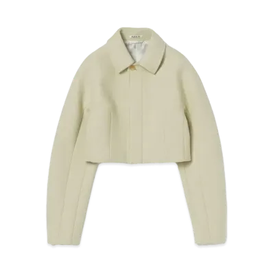 AURALEE Sponge Wool Melton Short Blouson "Light Lime"