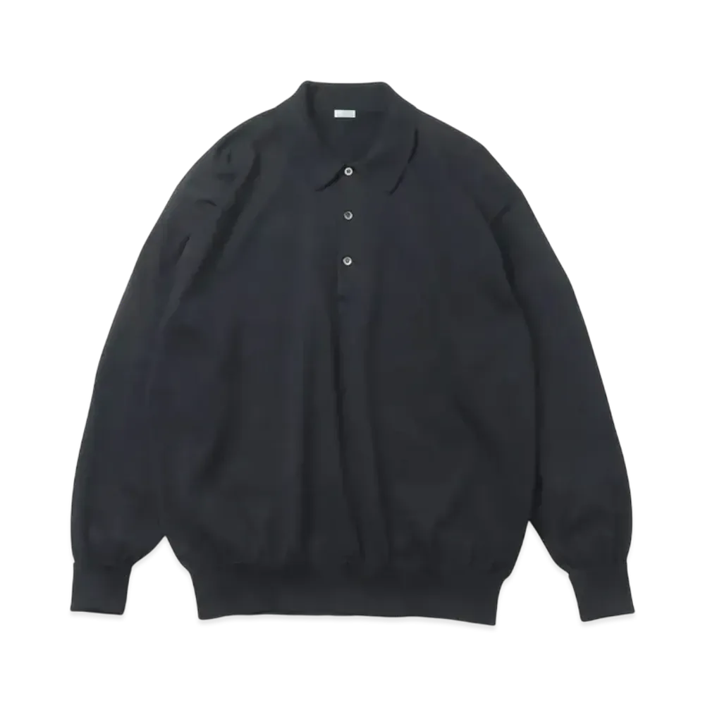 everyone Cotton Knit L/S Polo Shirts "Black"