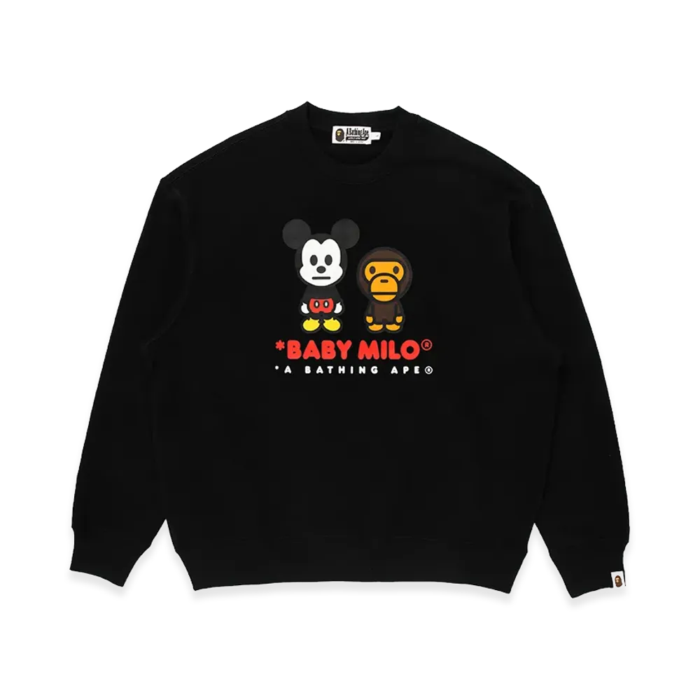 A BATHING APE x Disney Mickey Mouse Baby Milo Relaxed Fit Crewneck "Black"