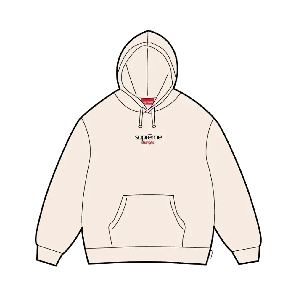 Supreme Classic Logo Shop Hooded Sweatshirt (Shanghai) "Natural"