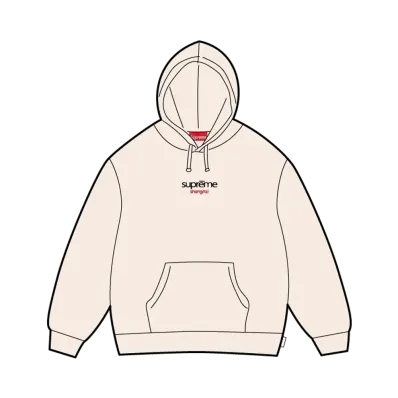 Supreme Classic Logo Shop Hooded Sweatshirt (Shanghai) "Natural"