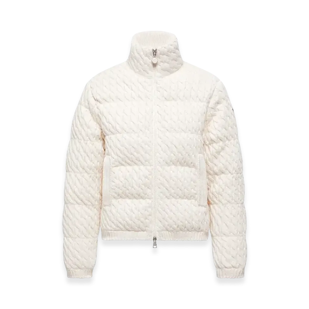 MONCLER Padded Wool & Cotton Zip-Up Cardigan "White"
