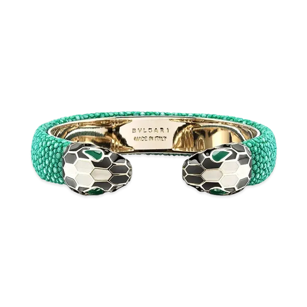 BVLGARI Serpenti Forever Leather Bracelet "Green"