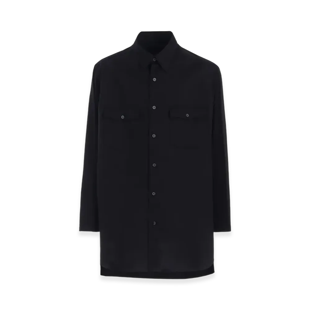 S'YTE Woven And Jersey Combination Regular Collar Shirt "Black"
