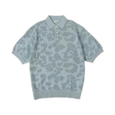 BEAMS 12 Gauge Mesh Polo Shirt "Sax"