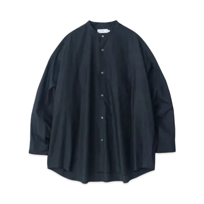 Graphpaper Broad L/S Oversized Band Collar Shirt "Navy"