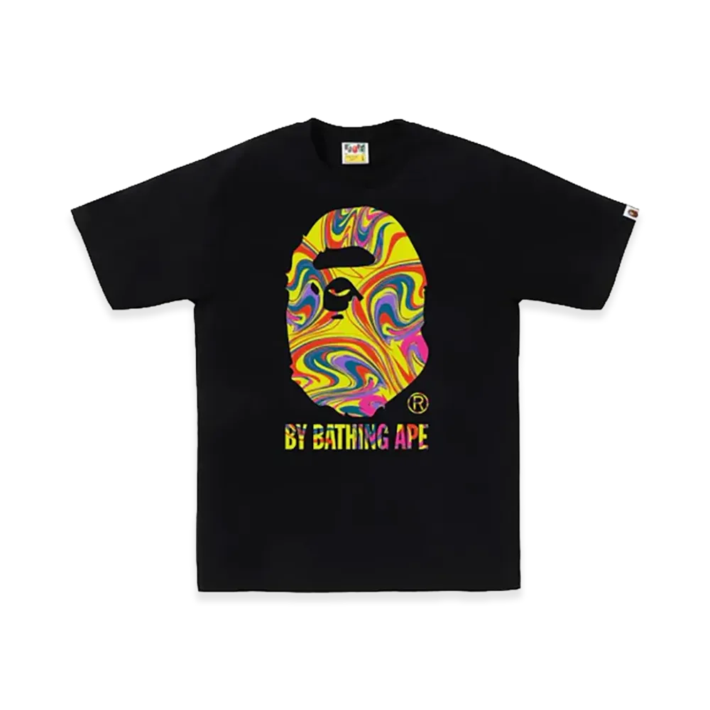 A BATHING APE Marbling By Bathing Ape Tee "Black"