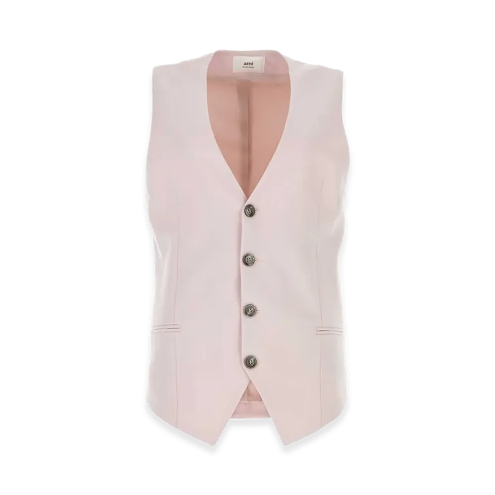 AMI PARIS Women's Wool Vest "Pink"