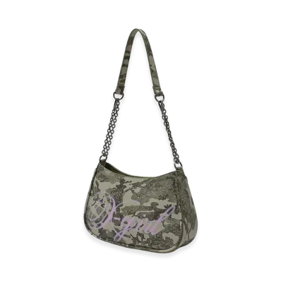 X-Girl Women's Spray Script Logo Shoulder Bag "Camo"