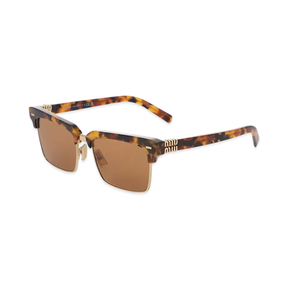 MIU MIU Runway Square Brow Metal Logo "Light Havana"