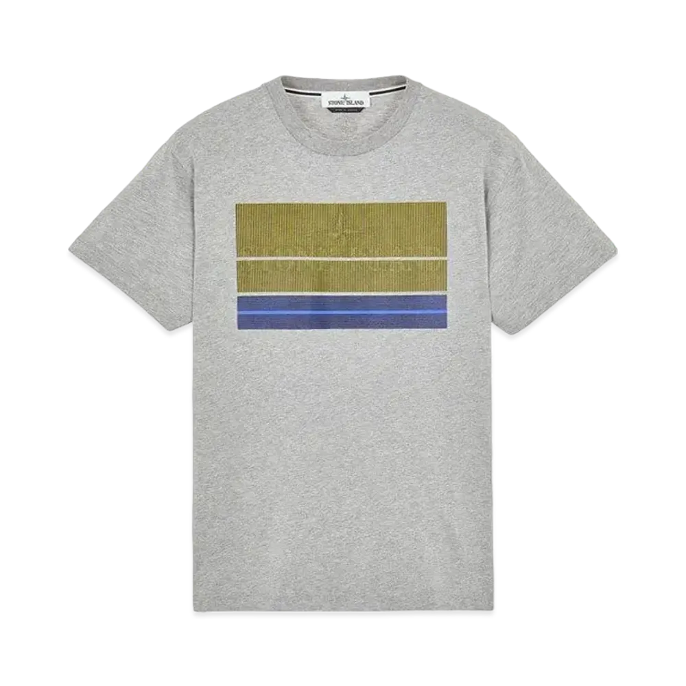 Stone Island 2NS90 COTTON JERSEY, 'LENTICULAR THREE' PRINT_SLIM FIT "Dust Melange"