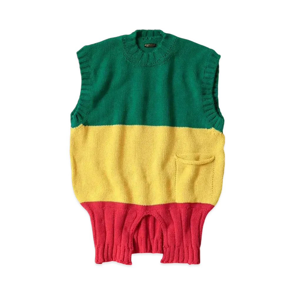KAPITAL 3G Cotton Knit Raster Vest "Red"