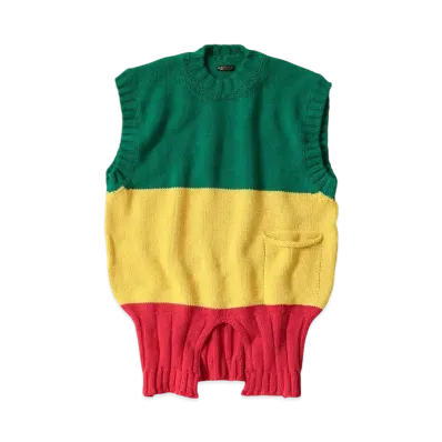 KAPITAL 3G Cotton Knit Raster Vest "Red"