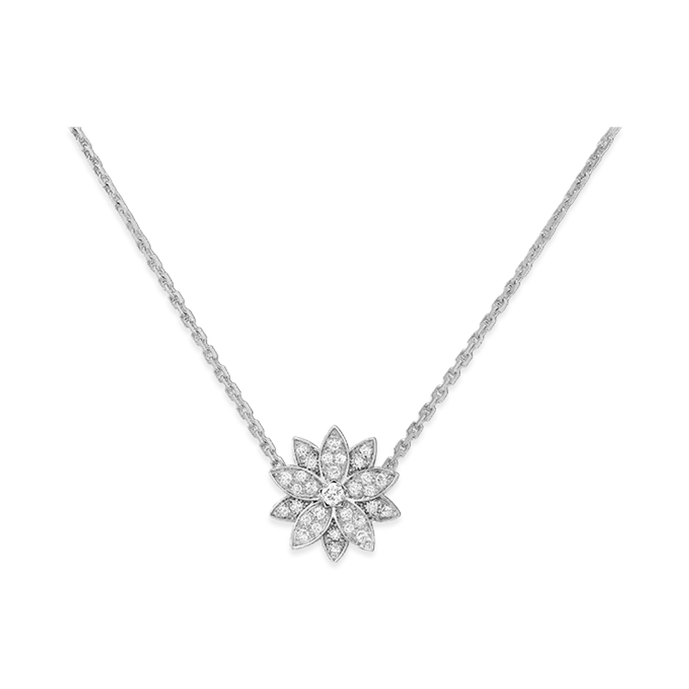 Van Cleef & Arpels Lotus pendant small model "18K White gold/Diamond"