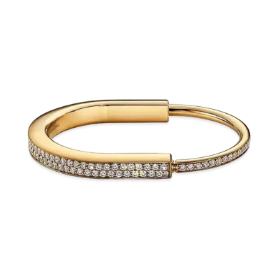 Tiffany & Co. Tiffany Lock Bangle With Full Pave Diamonds "Yellow Gold"