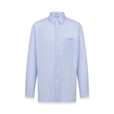 Dior Christian Dior Couture Oversized Striped Cotton Poplin Shirt "Blue"