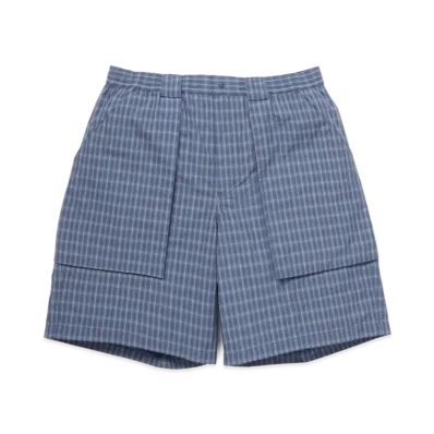 DAIWA PIER39 Tech 3D Pocket Cargo Shorts Summer Plaid "Smoke Blue"