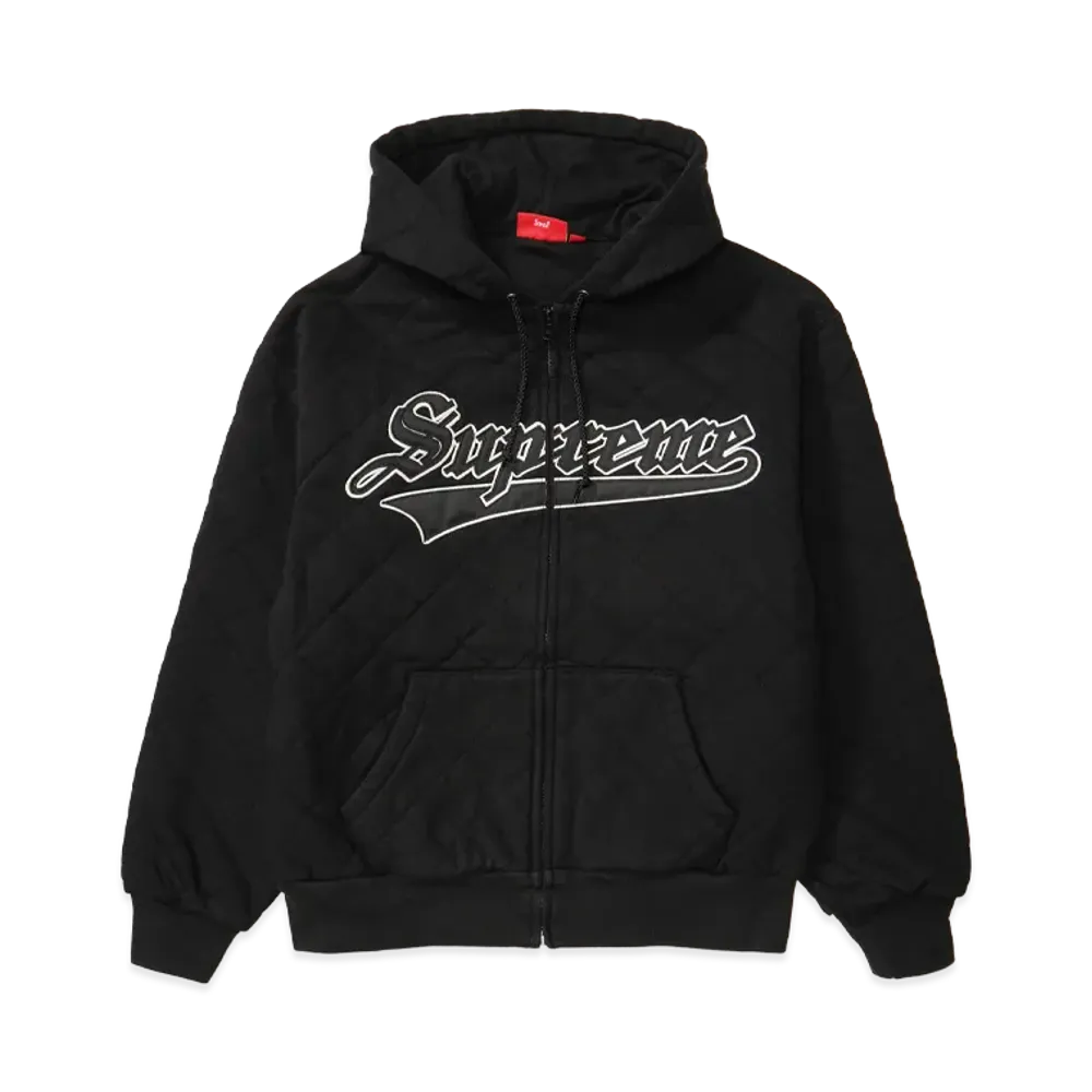 Supreme Quilted Zip Up Hooded Sweatshirt "Black"