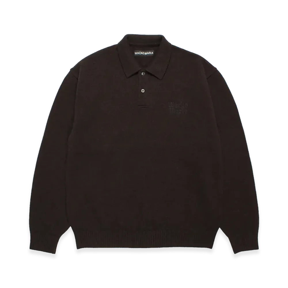 WACKO MARIA Wool Knit Polo Shirt "Brown"
