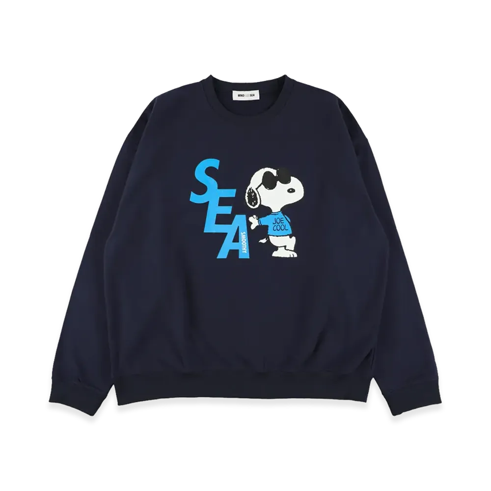 WIND AND SEA x SMOOTHY Snoopy Crewneck Sweatshirt "Navy"