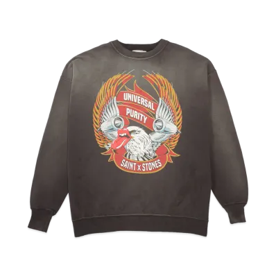 SAINT Mxxxxxx x The Rolling Stones TRS Crew Neck Sweat Lips&Tongue "Black"